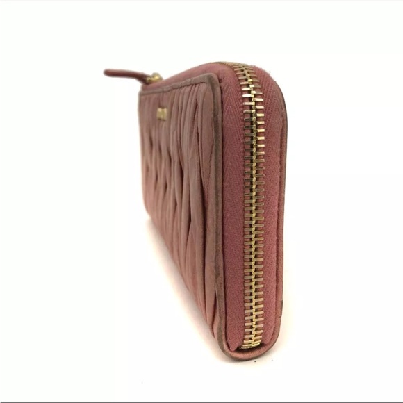 MIU MIU Logo Gather Leather Zip Around Long Wallet - Picture 2 of 8